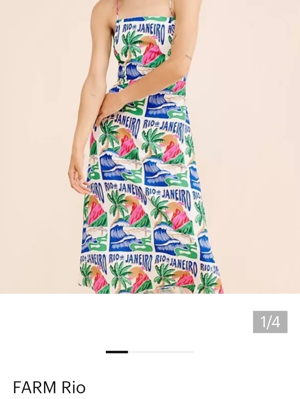 FARM Rio Multicolor Rio de Janeiro Print Midi Dress Medium